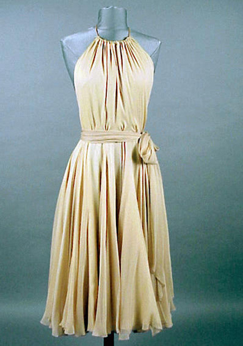 Lot image - Halston Nude Chiffon Dress 1970s