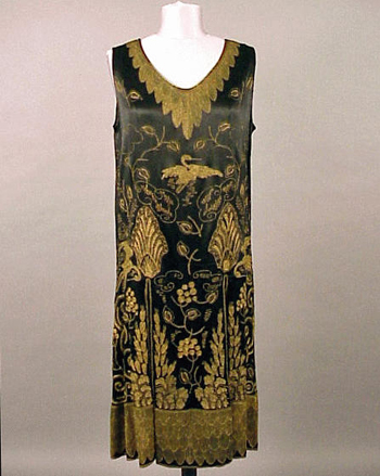 Lot image - Gold Embroidered Art Deco Dress French, circa1925