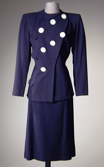 Lot image - Adrian Blue Wool Suit 1940s