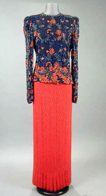 Lot image - Galanos Beaded Two-Piece Evening Ensemble 1980s
