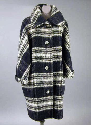 Lot image - Galanos Blanket Plaid Coat
