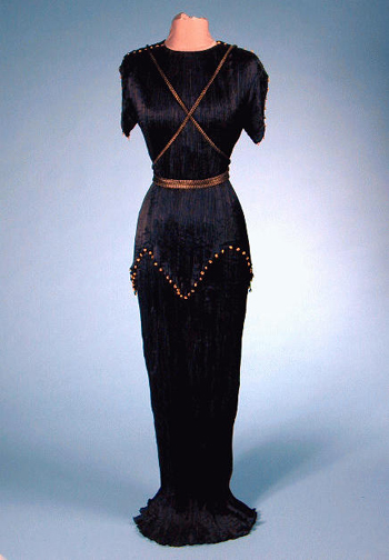 Lot image - Fortuny Black Peplos Gown 1930s