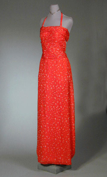 Lot image - Givenchy Red and White Chiffon Gown 1960s