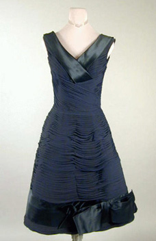 Lot image - Draped Chiffon Black Cocktail Dress French, 1960s