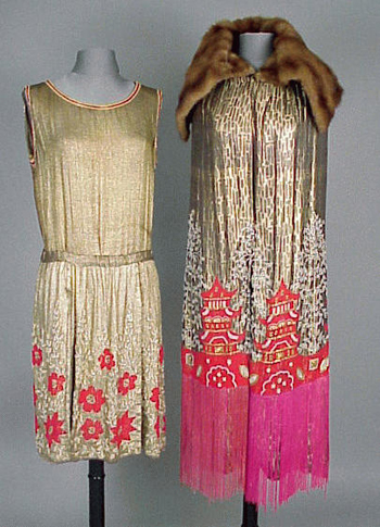 Lot image - Gold Lame Chinoiserie Ensemble French, circa 1925