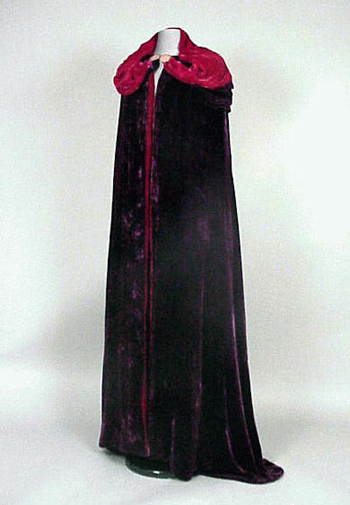 Lot image - Aubergine Silk Velvet Evening Cape