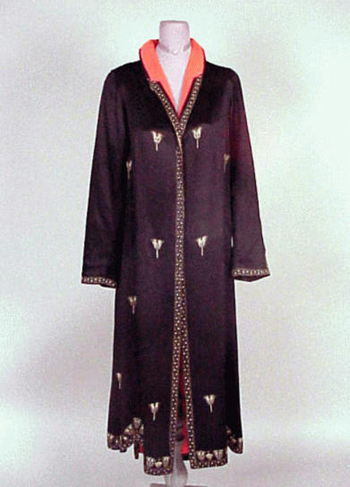 Lot image - Black Satin Evening Coat