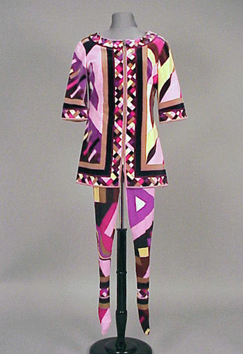 Lot image - Pucci Velveteen Cityscape Tunic and Tights