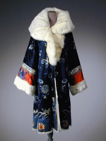 Lot image - Midnight Blue Fur Lined Embroidered Coat