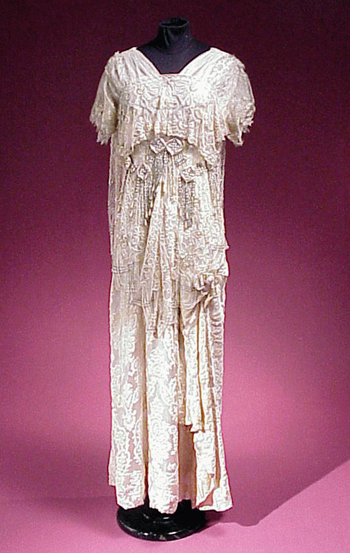 Lot image - Ivory Cut Velvet Evening Gown