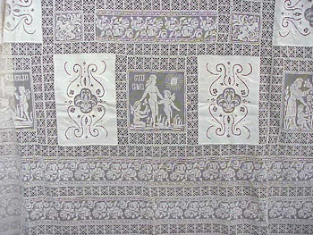 Lot image - Pair of Month Motif Lace Tablecloths
