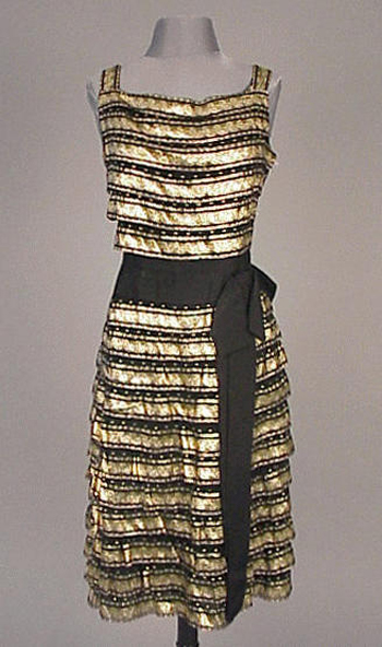 Lot image - Chanel Gold and Black Cocktail Dress