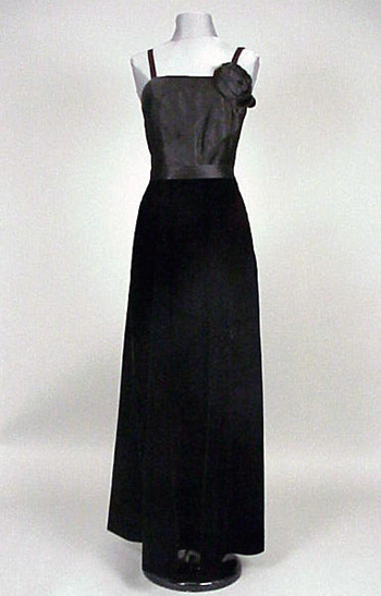 Lot image - Mainbocher Satin and Velvet Evening Gown