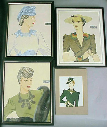 Lot image - Four Miriam Haskell Fashion Jewelry Sketches