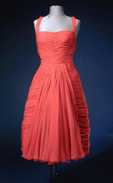 Lot image - Jean Desses Red Chiffon Cocktail Dress