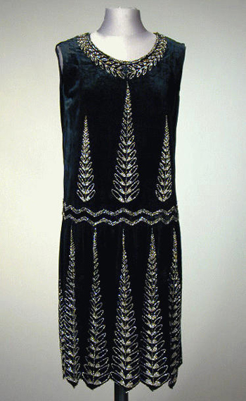 Lot image - Black Velvet Cut Steel Beaded Chemise Dress