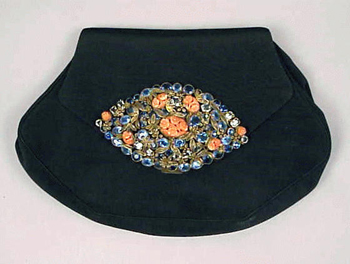 Lot image - Hobe Style Black Faille Evening Bag