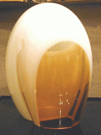Lot image - Two Italian Glass Lamps  Each of biomorphic form in white and amber glass.
