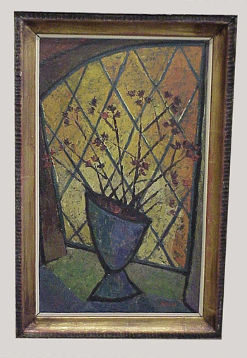 Lot image - Angel Botello  Spanish, 1913-1986 FLOWERS Signed Botello (lr) Oil on masonite 31 x