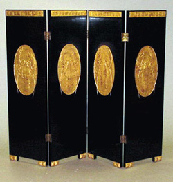 Lot image - Art Deco Lacquered Four-Panel Screen