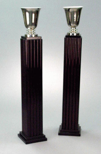 Lot image - Pair of Mahogany and Metal Lamps
