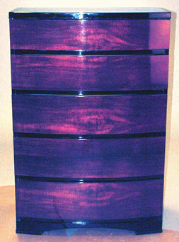 Lot image - Art Deco Mahogany and Ebonized Wood Bow-Front Chest of Drawers