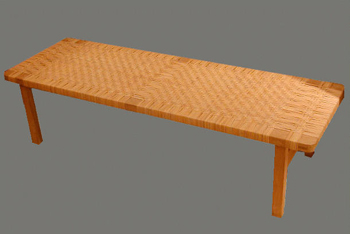 Lot image - Teak and Rattan Bench