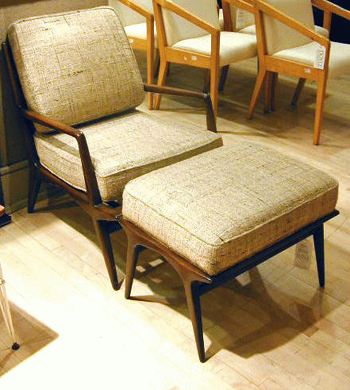 Lot image - Walnut Lounge Chair and Ottoman