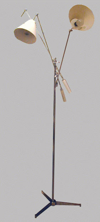 Lot image - Chrome and Painted Metal Three-Light Floor Lamp