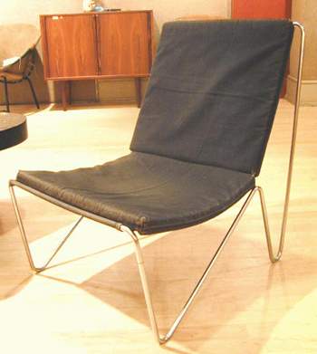 Lot image - Pair of Danish Steel and Canvas Lounge Chairs