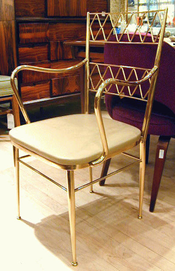 Lot image - Italian Brass and Leather Armchair