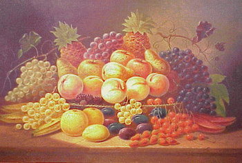 Lot image - W. Hannis 19th Century STILL LIFE WITH FRUIT Signed and dated 1890 (ll) Oil on canvas 20 x 30 inches...