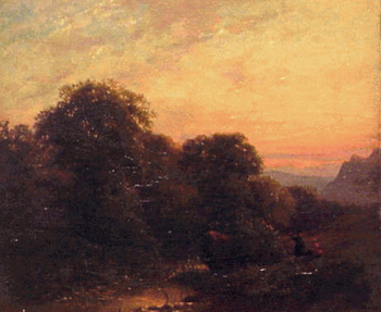 Lot image - Frederick Rondel American, 1826 - 1892 A LATE AFTERNOON REST BESIDE A STREAM Signed and dated F. Rondel/1851 (lr...