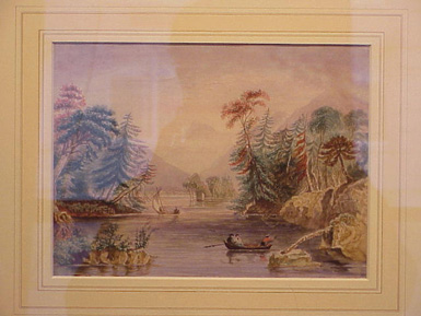 Lot image - Attributed to W.H. Bartlett THE NARROWS, LAKE GEORGE, CALDWELL, N.Y. Watercolor on paper 6 3/4 x 9 inches  An inscription on the bac