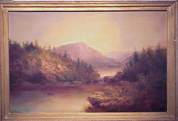 Lot image - American School 19th Century HUDSON RIVER LANDSCAPE Oil on canvas 26 x 40 inches...