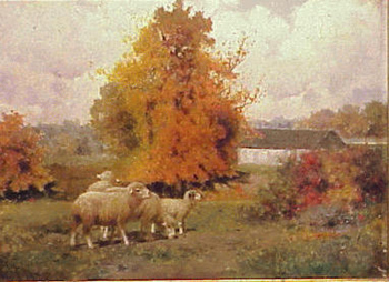 Lot image - Charles T. Phelan b. 1840 SHEEP IN A MEADOW