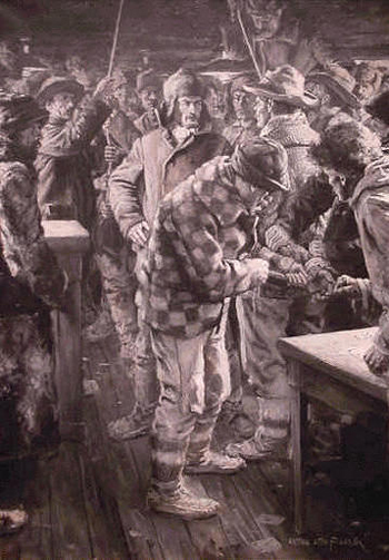 Lot image - Anton Otto Fischer 1882 - 1962 LYNCHING AT THE TRADING POST and TRAPPER AND WIFE: TWO ILLUSTRATIONS