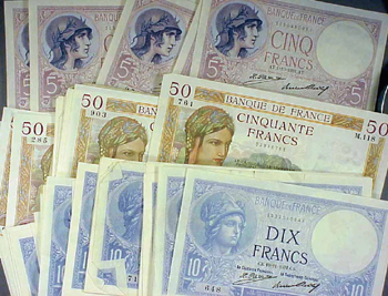 Lot image - Group of French Banknotes