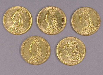 Lot image - Five Gold Coins