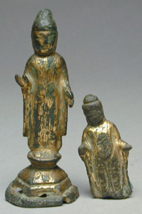 Lot image - Gilt-Bronze Figure of Buddha and a Part Figure of Buddha United Silla Dynasty