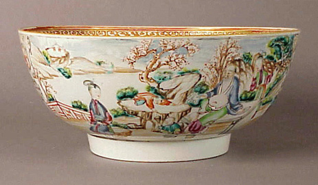 Lot image - Export Mandarin Palette Porcelain Punch Bowl Circa 1770-1780