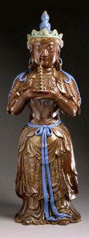 Lot image - Large Brown-Glazed Porcelain Figure of Amitayus Early 19th century