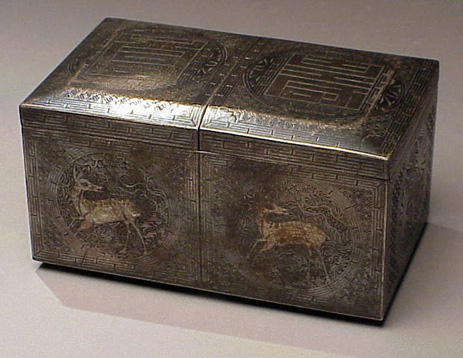 Lot image - Four Silver-Inlaid Iron Boxes Late Choson Dynasty