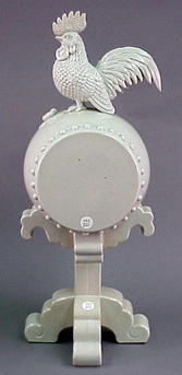 Lot image - Large White Hirado Model of a Cockerel and Festival Drum 19th Century
