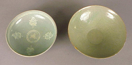 Lot image - Carved Celadon and an Inlaid Celadon Bowl Circa 12th century