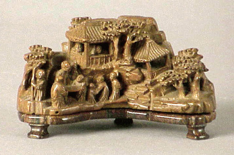 Lot image - Very Good Bamboo Scholars Article Carving of Sages in a Mountain Setting 19th Century