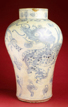Lot image - Blue and White Porcelain Dragon Jar 19th century