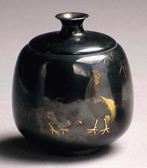 Lot image - Rare Miniature Shakudo Bottle Vase