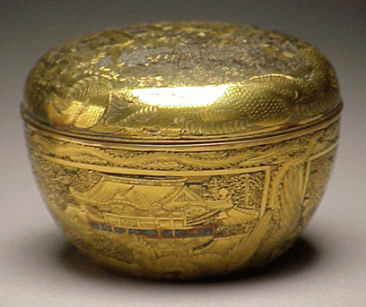 Lot image - Gilt Komai Style Covered Bowl-Form Box