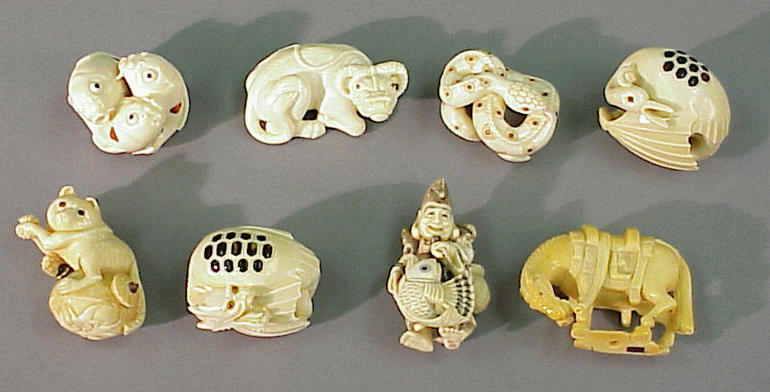 Lot image - Eight Contemporary Ivory Okimono